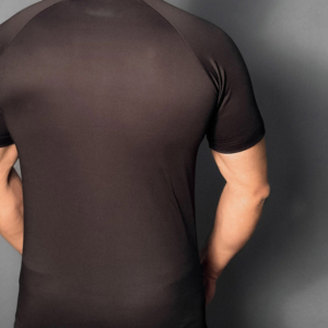 T-shirt décontracté pour homme à col rond et manches courtes, coupe classique, motif tricoté, 100 % polyester, séchage rapide, anti-boulochage, respirant, logo frontal - Product Image 1