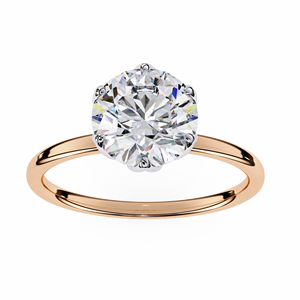 Bague de fiançailles élégante avec halo de diamants de laboratoire taille coussin |   Bijoux de Mariage de Luxe Tendance en Or Rose 10K Certifié IGI - Product Image 2