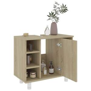 Meuble de salle de bain en bois d'ingénierie chêne Sonoma, taille moyenne, meubles-lavabos - Product Image 4