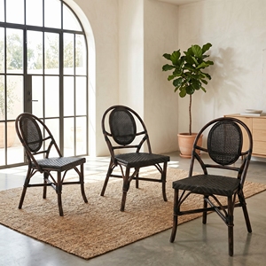 Nouvelle Chaise en Rotin Minimaliste Moderne Classique Noir Vieilli pour la Maison, le Salon, le Restaurant, le Bar, la Salle à Manger, le Jardin, la Terrasse - Product Image 5
