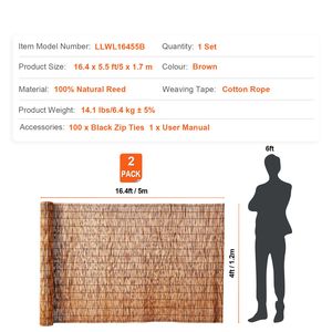 Recinzione Naturale in Canna 1,2 m x 5 m, Confezione da 2, Schermo Decorativo per Balcone Esterno, Traliccio per Patio e Giardino - Product Image 3