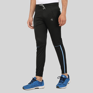 Pantalon de survêtement sport bleu quatre directions avec bande latérale, logo personnalisable, impression HD, délavage coloré, 100 % polyester, séchage rapide, tailles homme M/L/XL - Product Image 2
