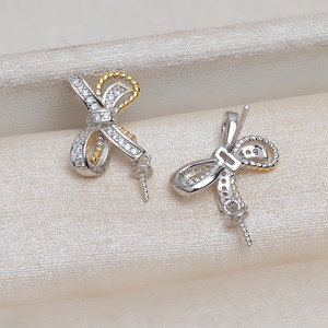 Juego de Pendientes de Plata S925 con Forma de Lazo, Hechos a Mano, DIY, 8-13 Perlas, Accesorios de Joyería 3983 - Product Image 3