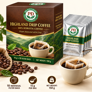 Sachets de café filtre Premium 100% Robusta du Vietnam, 15g par sachet, 10 sachets filtrants, arôme riche, goût intense, OEM ODM, export en gros - Product Image 3