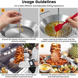 Soporte Vertical para Shawarma Al Pastor para Parrilla y Horno, 3 Brochetas Extraíbles (8/10/12 Pulgadas), 2 Accesorios para Barbacoa - Product Image 2