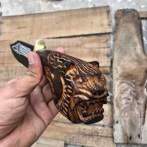 Couteau de chasse à lame fixe Product Palace LLC, couteau à dépecer en acier à haute teneur en carbone avec manche en bois, couteaux de chasse, cadeau pour lui - Product Image 5