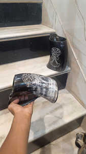 Handmade Natural Crafts-Animal Style Polished Drinking Horn <b>Mug</b> for Home Parties and Hotels - Product Image 2