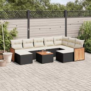 Conjunto de Sofás de Jardín en Negro y Blanco Crema para Muebles de Patio - Product Image 1