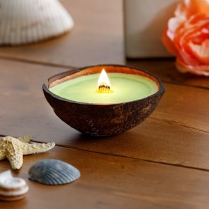 Natural coconut wax <b>candle</b> <b>cheap</b> cost coco shell bowl <b>candles</b> boho rustic table centerpiece - Product Image 3