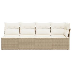 Sofá Modular de Jardín de 4 Plazas en Ratán Sintético PE Beige, Categoría Sofás de Jardín - Product Image 4