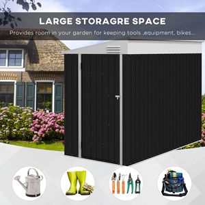 Casetta da Giardino in Metallo Grigia 4FT X 8FT con Porta Lucchettabile e Ventilazione, Struttura in Plastica per Cortile, Patio e Prato - Product Image 4