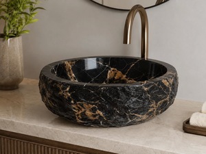 Natural Marble <b>Round</b> Bowl Chiseled Handmade Vessel <b>Basin</b> Modern for Luxury Bathroom Hotel Vanity Dining Use Wholesale Supplier - Product Image 1
