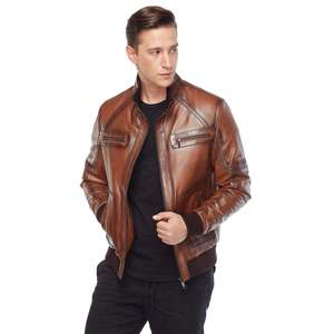 Chaqueta de Cuero para Hombre de Invierno, de Alta Calidad, con Cuello Alto de Lona, Servicio OEM, Transpirable, de Secado Rápido, Colores y Tallas Personalizables - Product Image 1