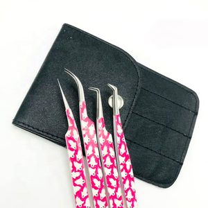 Pince à épiler pour cils DANTRIC IMPLANTS, motif crâne rose, anti-magnétique, pointe lisse 10 mm, en acier inoxydable, ensemble d'outils de précision, boîte - Product Image 6