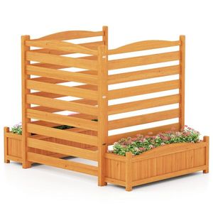 Recinzione per la privacy a 3 pannelli in legno di abete con fioriere integrate per esterni - Product Image 1