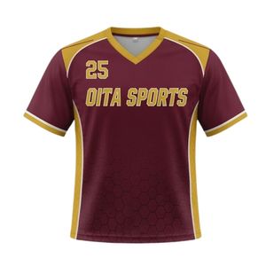Maillot de lacrosse unisexe bordeaux et or en polyester, coupe athlétique, uniforme sportif, vêtements de performance pour équipe - Product Image 1