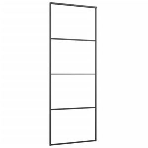 Puerta corrediza negra de aluminio y vidrio esmerilado ESG de 29,9 "x 80,7" - Product Image 3