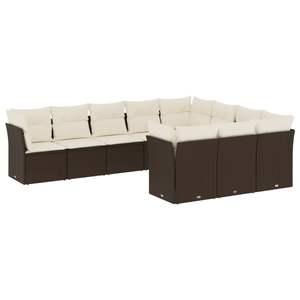 Garden <b>Sofa</b> <b>Set</b> Brown PE Rattan With Cushions Outdoor Furniture Contemporary Design Durable - Product Image 2