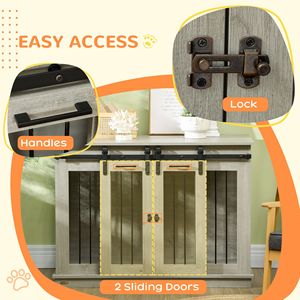 Gabbia Multifunzionale per Cani di Taglia Grande, Elegante Tavolino Grigio con Divisorio, Pratico Arredo per Cani - Product Image 6