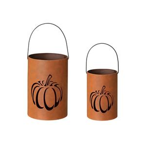 Portavelas votivo de metal negro con diseño de cara para decoración del hogar en Halloween. - Product Image 2