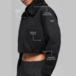 OEM Women's Navigator Sherpa Collar Quilted Jacket Cotton Blend Jacket <b>Padded</b> Utility Jacket custom Private Label manufacturer - Product Image 4
