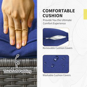 Set da 7 pezzi in Rattan blu scuro divano componibile a forma di L con cuscini esterni e Set di mobili da giardino - Product Image 5