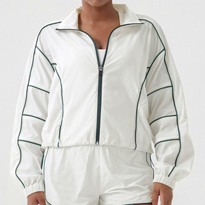 Women Windbreaker and Shorts Set <b>Lightweight</b> Waterproof Tracksuit Cropped <b>Jacket</b> Athleisure <b>Running</b> Gym Wear OEM - Product Image 4