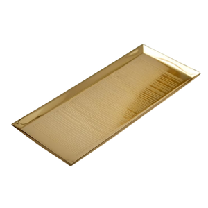 Plateau de service rectangulaire en laiton martelé à la main, doré, avec poignée, style vintage, décoratif, pour la décoration intérieure. - Product Image 3