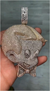 Collar con Colgante de Mono con Cara Divertida, Estilo Bling Iced Out, Chapado en Oro Blanco, con Diamantes Moissanite VVS, para Hombre y Mujer - Product Image 6