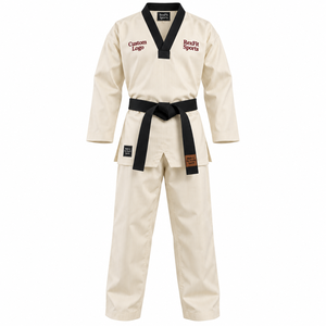 Uniforme de Taekwondo RexFit con Cuello en V, Textura Tejida, Chaqueta, Pantalones, Cinturón y Logotipo Bordado para Adultos Unisex - Product Image 1