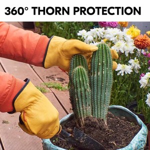Patch Palm Reinforced Cowhide Grain Leather <b>Driver</b> Work <b>Gloves</b> Soft & Comfortable Heat Resistant Household Gardening <b>Gloves</b> - Product Image 5