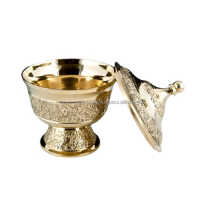 Traditional Luxury Handmade Brass <b>Bowl</b> <b>Sugar</b> Chocolate Candy and Dry Fruit Metal Container With Engraved Design at Best Price - Product Image 6