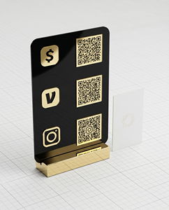 Panneau QR Code Social Media en Acrylique Premium – Logo de Menu Noir Élégant avec Base Miroir pour le Commerce de Détail - Product Image 2
