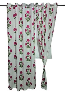 Cortinas 100% algodón con estampado floral multicolor hecho a mano para sala de estar - Todos los tamaños disponibles - Mejor precio - Product Image 3