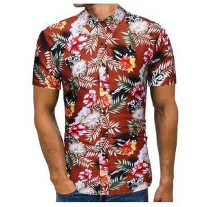 Men's Casual Short Sleeve Floral Hawaiian Shirt Turn-<b>down</b> Collar Digital Printed Summer Vacation Breathable Poplin Fabric 100% - Product Image 1