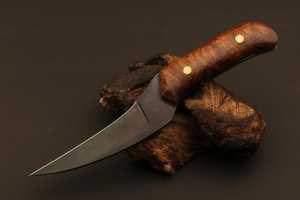 Custom Handmade Carbon Steel Drop Point Skinning Knife With Wood Handle 0.6mm Blade Thickness DIY Knives - Product Image 1