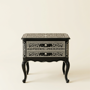 Handcrafted Bedside <b>Table</b> 2 Drawer Handcrafted Bone Inlay Nightstand <b>Side</b> <b>Table</b> Luxury Bedroom Furniture with <b>Storage</b> - Product Image 1