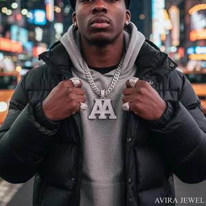 Pendentif unisexe certifié en moissanite glacée, motif étoile et cercle, en argent sterling 925 massif plaqué or, style hip-hop - Product Image 1