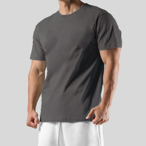 T-shirts unis en coton 100% pour hommes, vente en gros, logo personnalisé, grandes tailles, décontractés, sport, fitness - Product Image 2