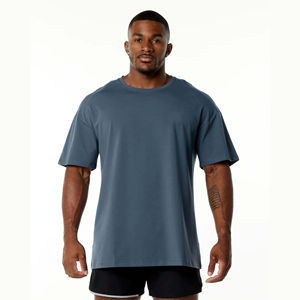 Camiseta de Hombre de Alta Calidad, Cuello Redondo, Hombros Caídos, 100% Algodón, Estampado Personalizado, Estilo Cuadrado, Largo, Ecológica - Product Image 4