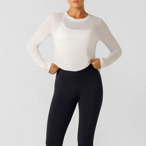 2026 Seamless Knitted <b>Long</b> Sleeve Shirt Wholesale Factory Price Solid Color Gym Women Training Wear Eco-Friendly Shirt - Product Image 3