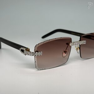 Gafas de Sol Ovaladas con Baño de Rodio y Degradado, con Detalles de Diamantes Moissanite VVS, Hechas a Mano, Estilo Hip Hop, de Lujo - Product Image 4