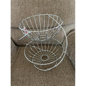 Gold Finish Round Metal <b>Wire</b> <b>Baskets</b> 2 Tier Anti Slip Rust Resistance Decorative Fruits <b>Basket</b> Home Decoration Countertop - Product Image 3
