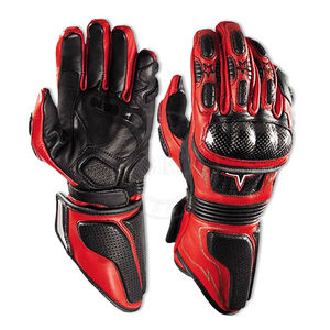 ถุงมือหนังสำหรับขี่รถแบบเต็มนิ้ว สีแดงดำ สายรัดข้อมือปรับได้ ปิดด้วยตะขอและห่วง กันลื่น สำหรับขี่กลางแจ้ง - Product Image 6