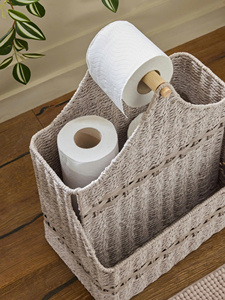 Porte-papier toilette en jonc de mer de qualité export avec poignée en bois, fournisseur vietnamien, accessoires de salle de bain durables - Product Image 4