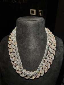 Collar de Cadena Cubana de Oro Macizo con Diamantes de Laboratorio de Corte Brillante Redondo, Estilo Clásico, Estilo Hip Hop, para Uso Diario - Product Image 3