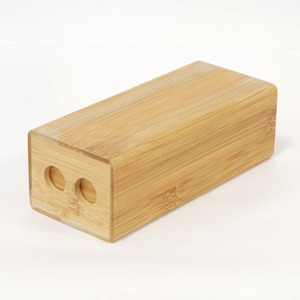 Contenedor de Almacenamiento Rectangular de Bambú con Dos Compartimentos para el Hogar - Product Image 1