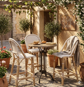 wooden high chair made of rattan cane frame and rattan synthetic weaving originally made in Indonesia - Product Image 6