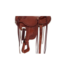 Silla de montar de cuero teñido en tambor Fiber Tree Brown para equitación Western, Roping, Pleasure y Trail Racing, de 10 a 18 pulgadas - Product Image 3
