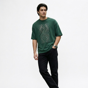 Men's Regular Fit T-Shirt Geometric Rhinestone <b>Short</b> <b>Sleeve</b> O-Neck Street Style Jersey Cotton Front Logo Casual Custom Color - Product Image 2